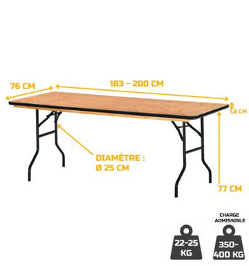 Table bois exotique pliante rectangulaire