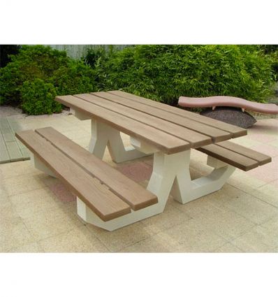 Table de Pique Nique Béton effet bois