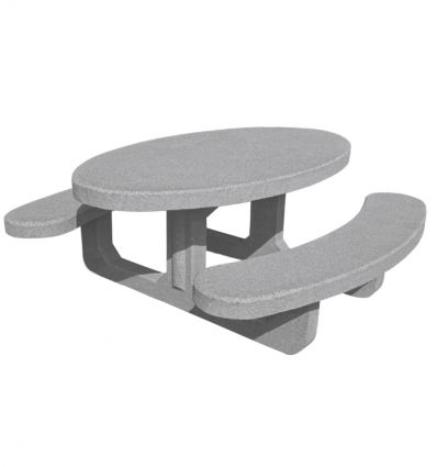 Table de pique nique en béton ovale