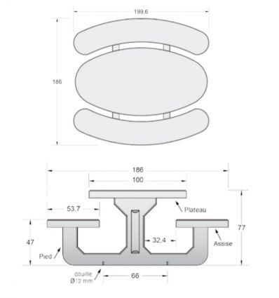 Table de pique nique en béton ovale
