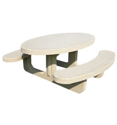 Table de pique nique en béton ovale