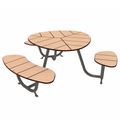 Table de pique nique en ronde en stratifié compact effet bois