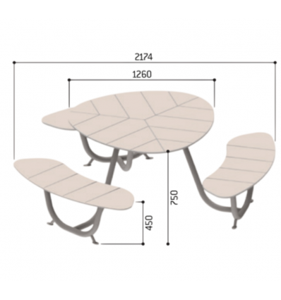 Table de pique nique en ronde en stratifié compact effet bois