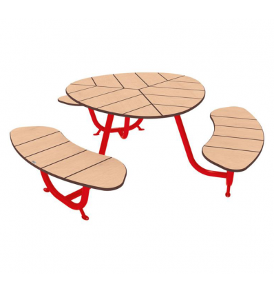 Table de pique nique en ronde en stratifié compact effet bois