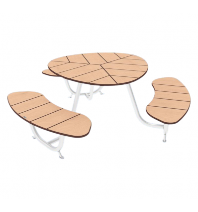 Table de pique nique en ronde en stratifié compact effet bois