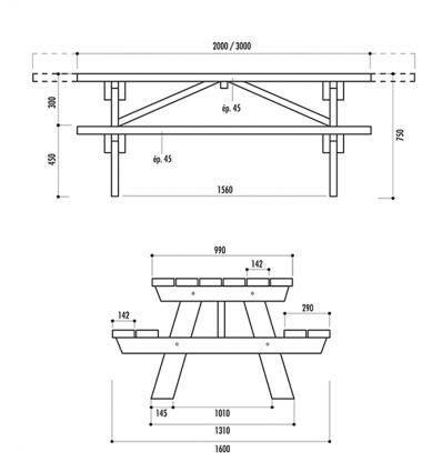 Table pique nique en bois à poser