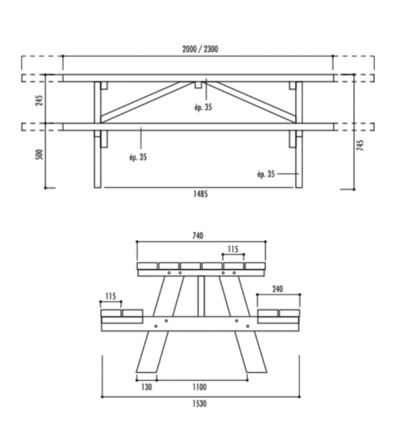 Table pique nique en bois à poser