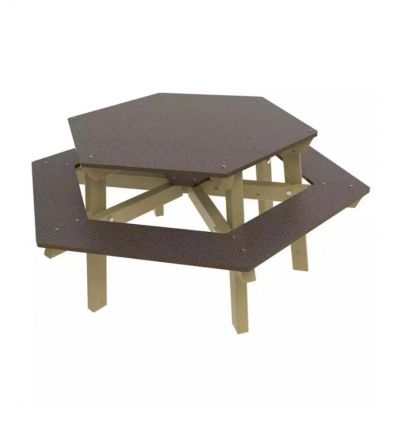 Table de pique nique hexagonale pour enfant en bois