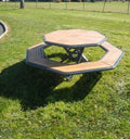 Table de pique nique hexagonale en stratifié compact