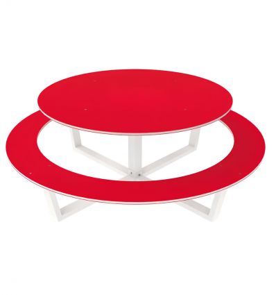 Table de pique nique ronde en acier et polyéthylène