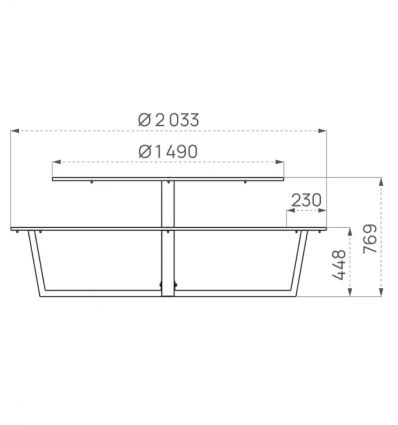 Table de pique nique ronde en acier et polyéthylène