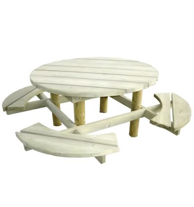 Table de pique nique ronde en pin