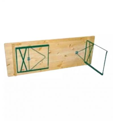 Table et bancs de brasserie pliante bois piétement arrondi ou cornière