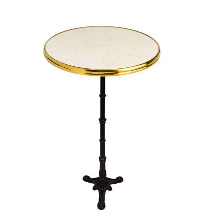 Table haute bistrot ronde effet marbre usage extérieur