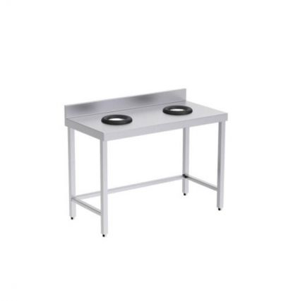 Table inox avec trou vide ordure