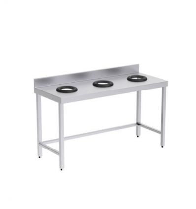 Table inox avec trou vide ordure