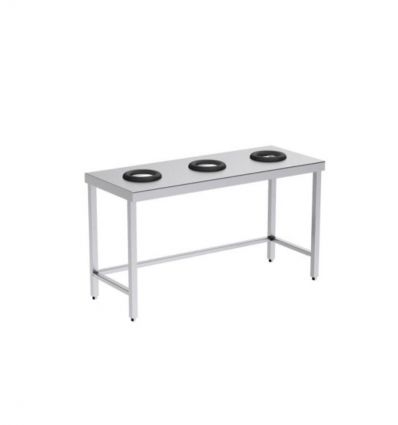 Table inox avec trou vide ordure