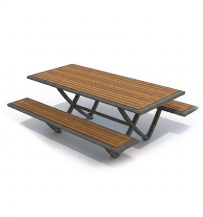 Table pique-nique effet bois en stratifié compact