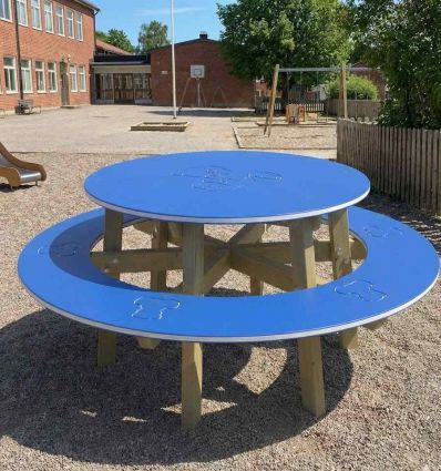 Table pique-nique ronde en bois pour école