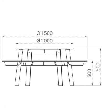 Table pique-nique ronde en bois pour école
