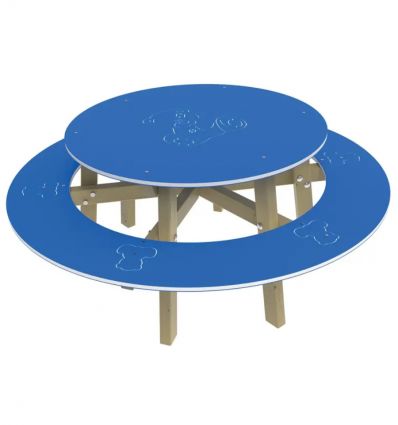 Table pique-nique ronde en bois pour école
