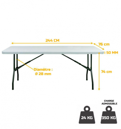 Table Pliante Blanche Rectangulaire