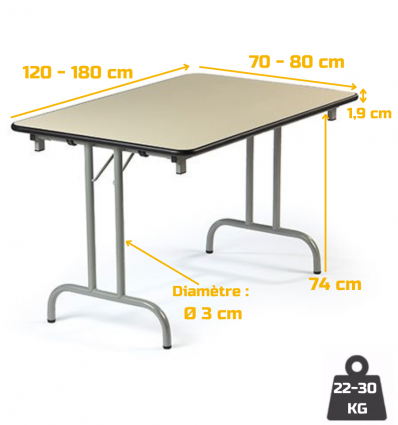 Table Pliante Bois Mélaminé Rectangulaire