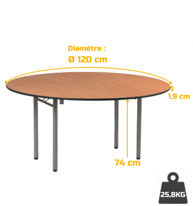 Table Pliante Bois Mélaminé Ronde