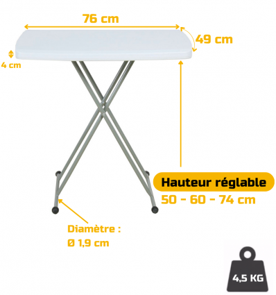 Table Pliante Hauteur Réglable