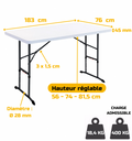 Table pliante réglable en hauteur