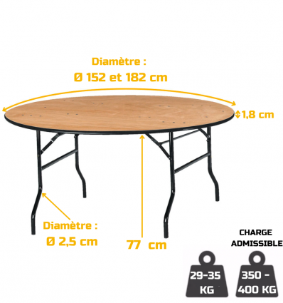 Table ronde pliante bois exotique