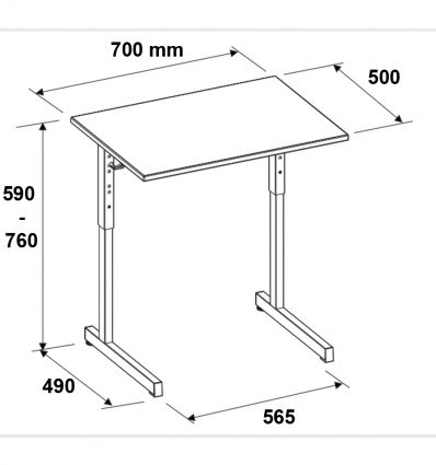 Table scolaire réglable en hauteur individuelle