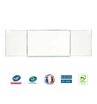 Tableau blanc triptyque école émaillé