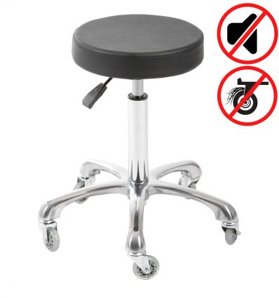 Tabouret Coiffeur à Roulettes Anti-Cheveux Noir