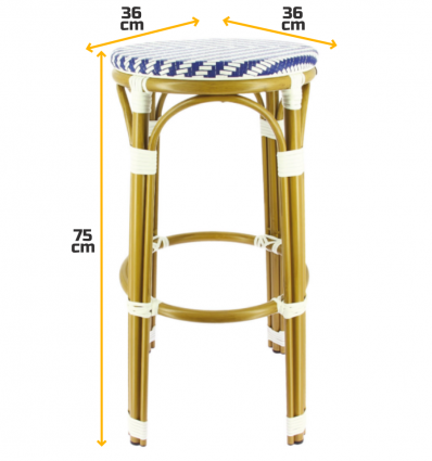 Tabouret de bar extérieur empilable en textilène