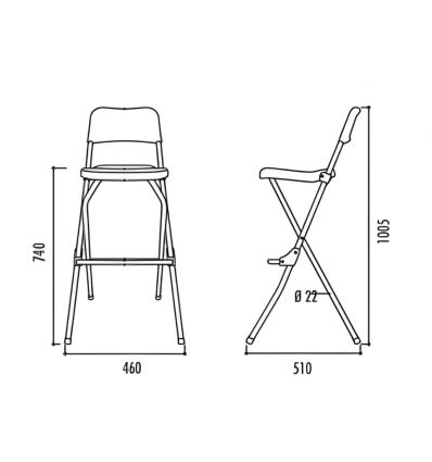 Tabouret haut pliant pour mange debout