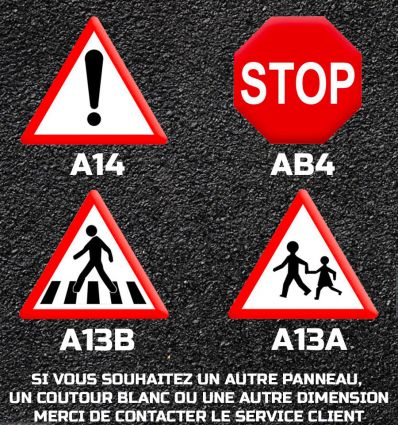 Thermocollés Panneaux routiers de type A et AB