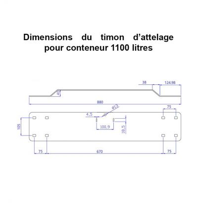 Timon d'attelage conteneur poubelle 4 roues