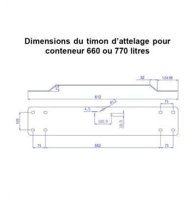 Timon d'attelage conteneur poubelle 4 roues