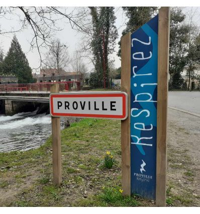 Totem entrée de ville double en bois