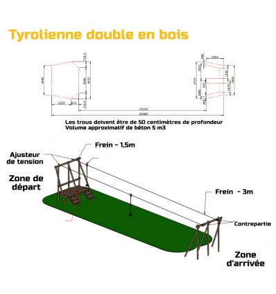 Tyrolienne double en bois