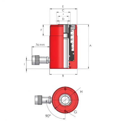 Verin hydraulique simple effet creux 700 bar 11 tonnes