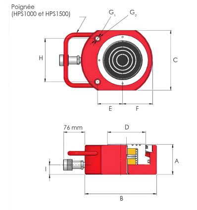 Vérin hydraulique simple effet plat 700 bar - 4,5 tonnes