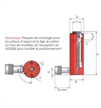 Verin simple effet hydraulique multi usage 700 bar